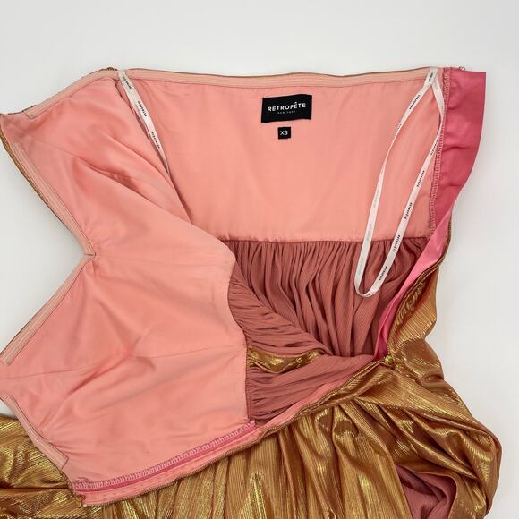 Retrofete Waldorf Dress in Metallic Rose Gold (Apricot) - Picture 4 of 12